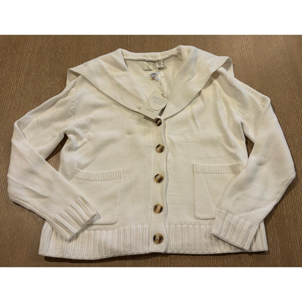 Joie Women's S Ivory 100% Cotton Collared Button Front Cardigan Sweater NWT